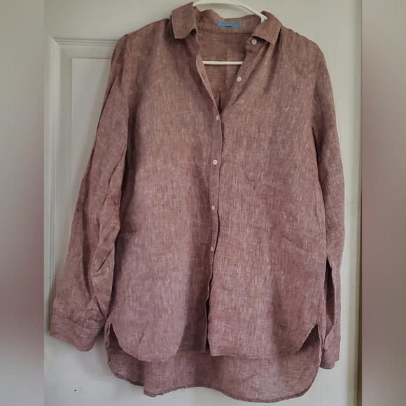 J Mclaughlin Button Down Womans Linen Blouse, Size Medium - Picture 2 of 8